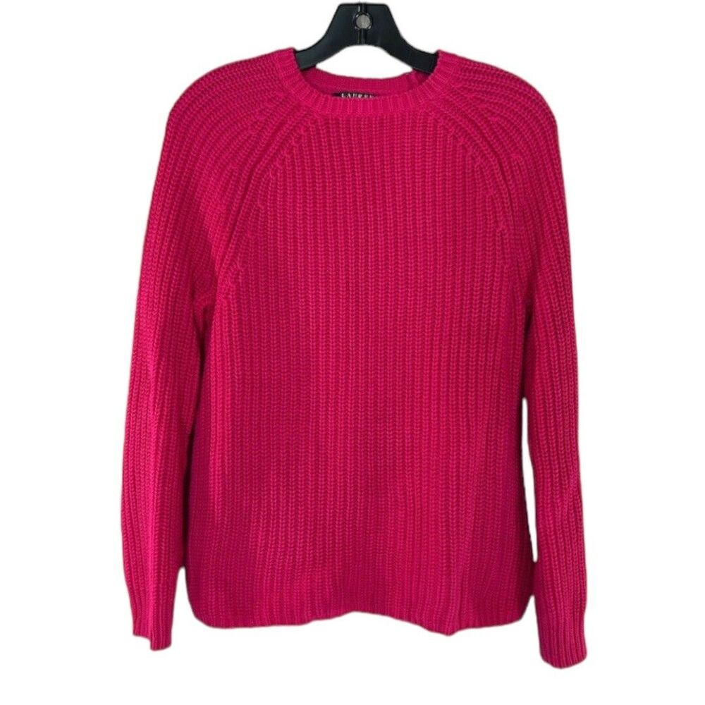 Lauren Ralph Lauren Womens Chunky Knit Pink Sweater sz M